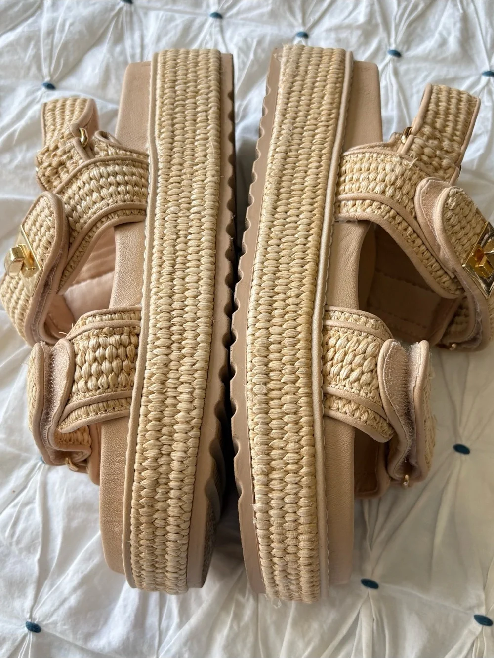 Steve Madden Women's Bigmona Platform Sandals - Natural Raffia - Size 7 -